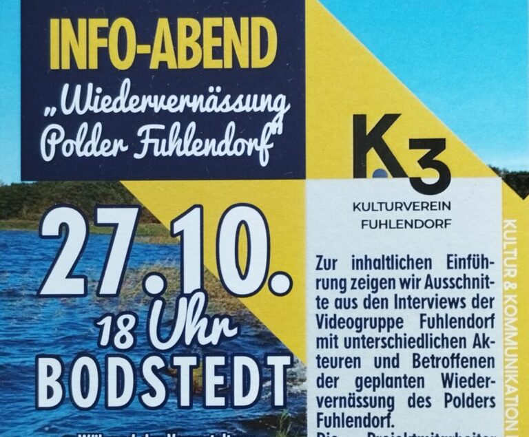 Mehr über den Artikel erfahren Einladung: Info-Veranstaltung zum Projekt Renaturierung des Polders Fuhlendorf